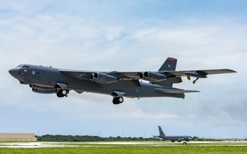 B-52 Stratofortress bomber takes off from Andersen in support of Pitch Black 18