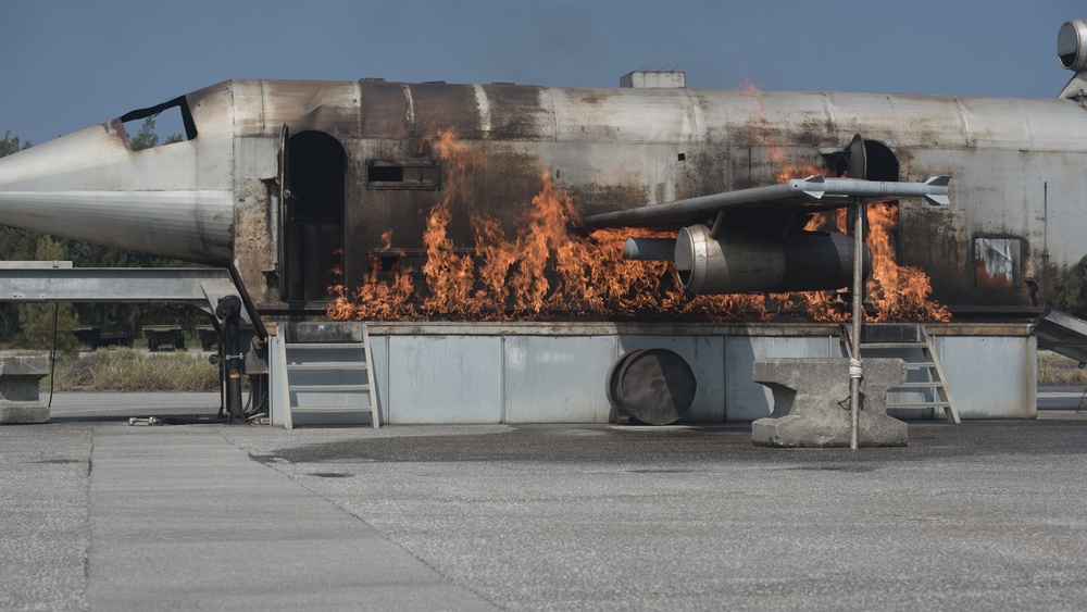 This plane is on fire: 18 CES and Naha AB firefighters conduct joint live-fire training