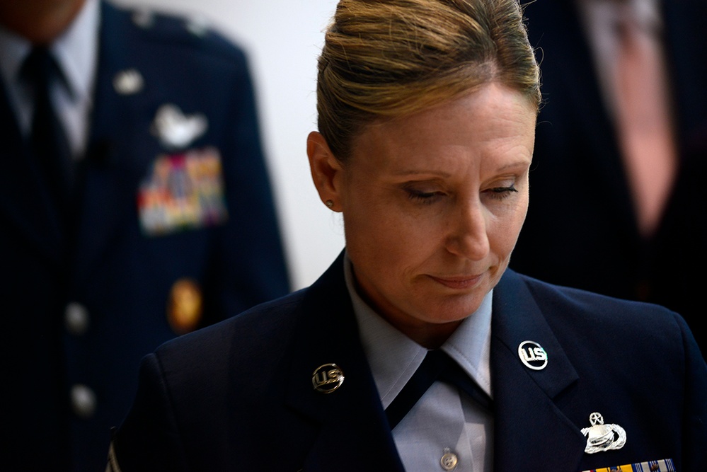 Command Chief Master Sergeant Lorraine F. Regan retired from the Air National Guard Readiness Center