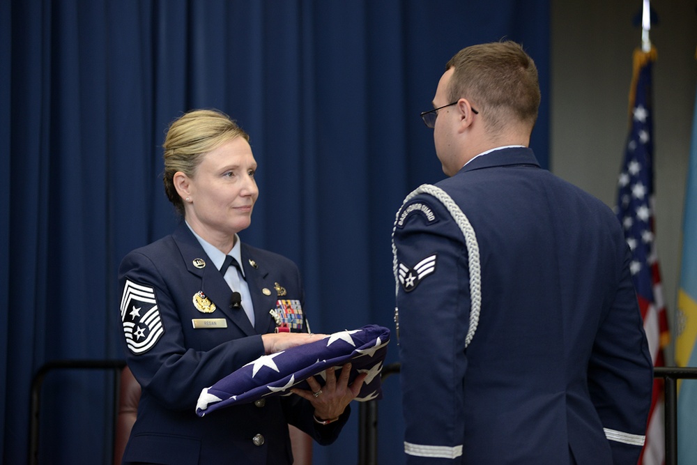 Command Chief Master Sergeant Lorraine F. Regan retired from the Air National Guard Readiness Center