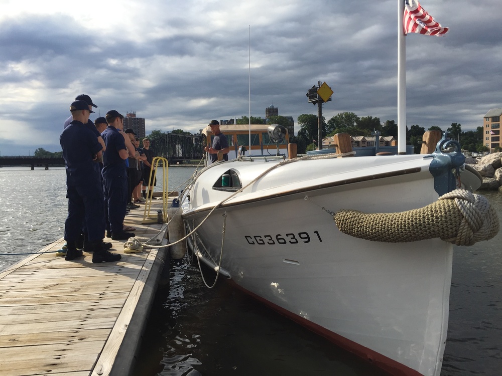 Coast Guard Station St. Joseph crew tour restored motor life boat