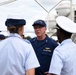 Rear Admiral Todd Sokalzuk, Atlantic Area Deputy Commander, speaks with cadets aboard the Coast Guard Cutter Barque Eagle