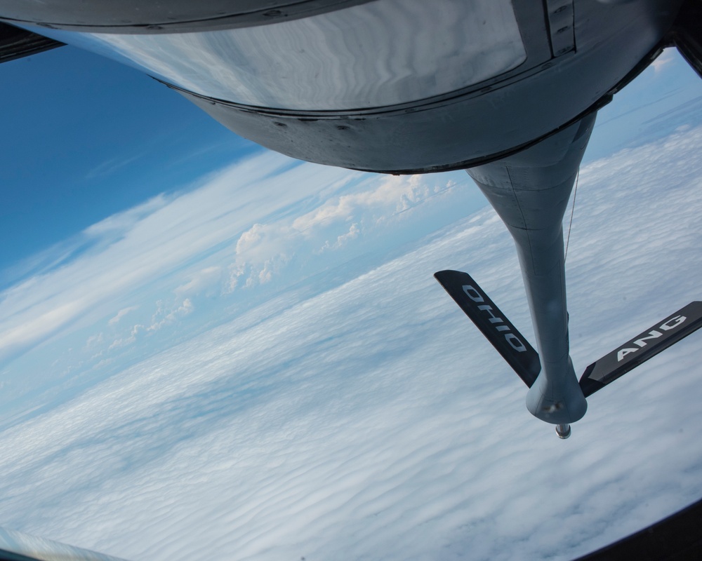 121st ARW KC-135 Stratotanker refuels Semour Johnson AFB F-15E Strike Eagles