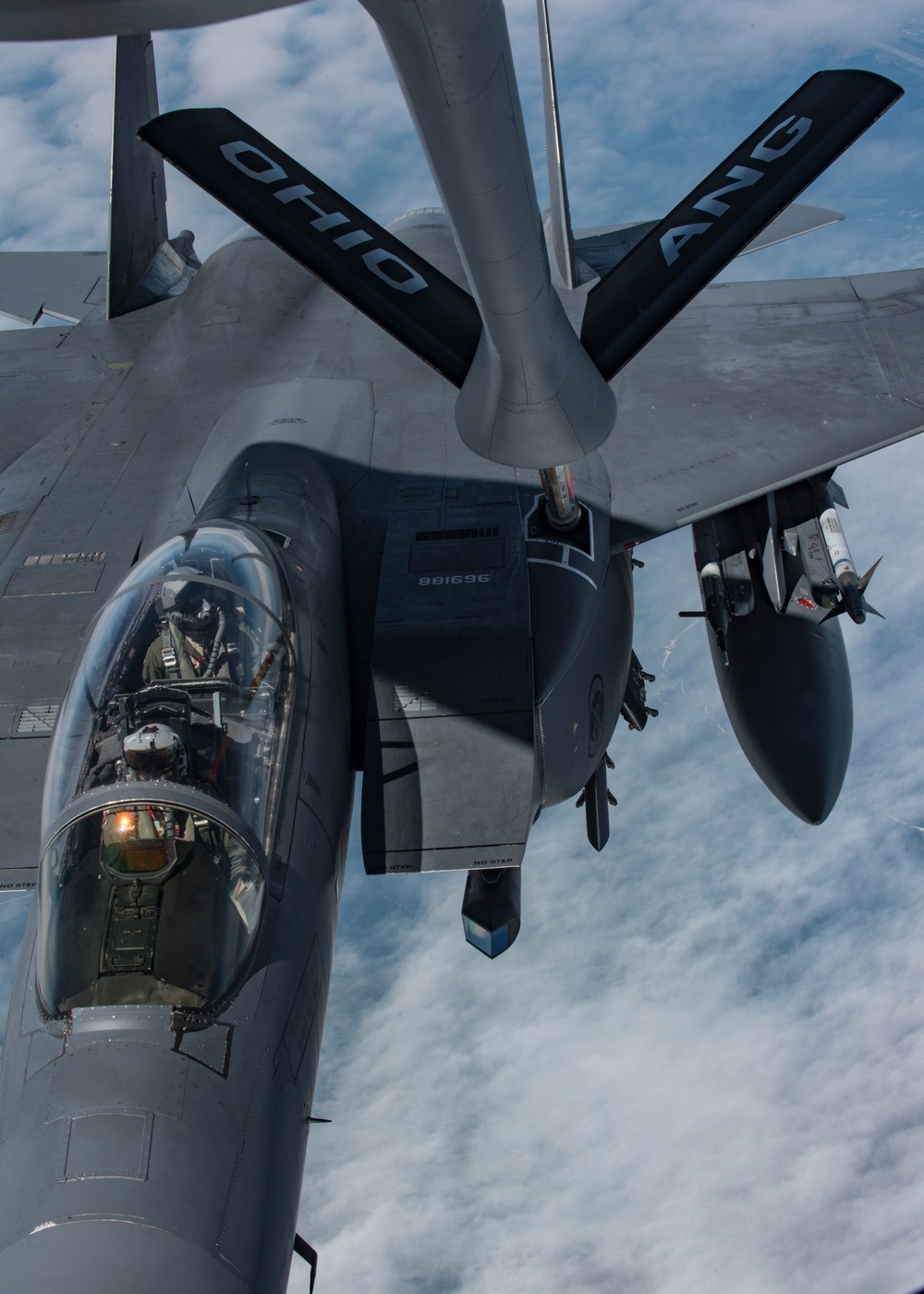 121st ARW KC-135 Stratotanker refuels Semour Johnson AFB F-15E Strike Eagles