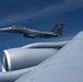 121st ARW KC-135 Stratotanker refuels Semour Johnson AFB F-15E Strike Eagles