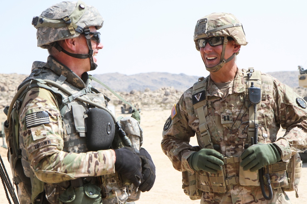 213th RSG command group circulates the NTC battlefield