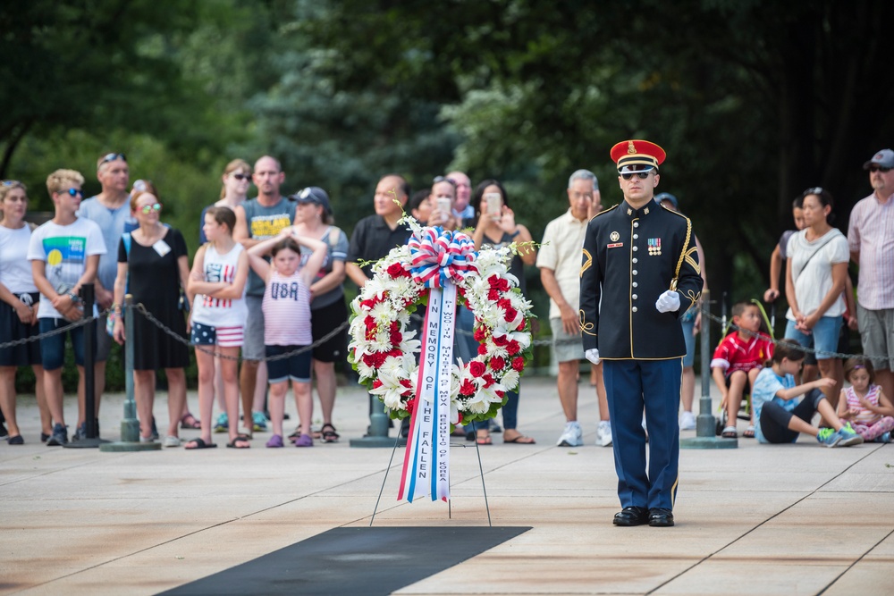 South Korea Minister of Patriots and Veterans Affairs Pi Woo-Jin Participates in a Wreath-Laying at the Tomb of the Unknown Soldier