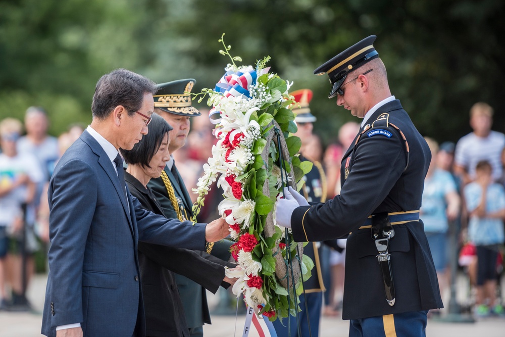 South Korea Minister of Patriots and Veterans Affairs Pi Woo-Jin Participates in a Wreath-Laying at the Tomb of the Unknown Soldier