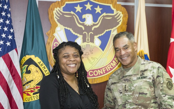 Lt. Gen. Michael X. Garrett, U.S. Army Central commander coin presentation
