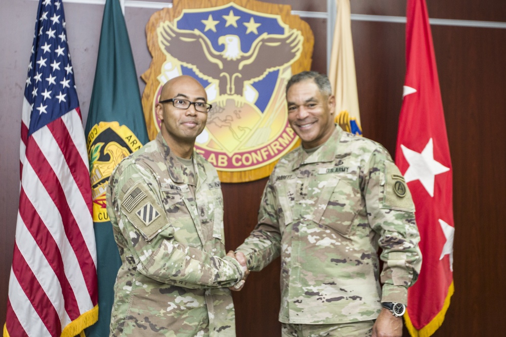 U.S Army Lt. Gen. Michael X. Garrett, U.S. Army Central commander coin presentation