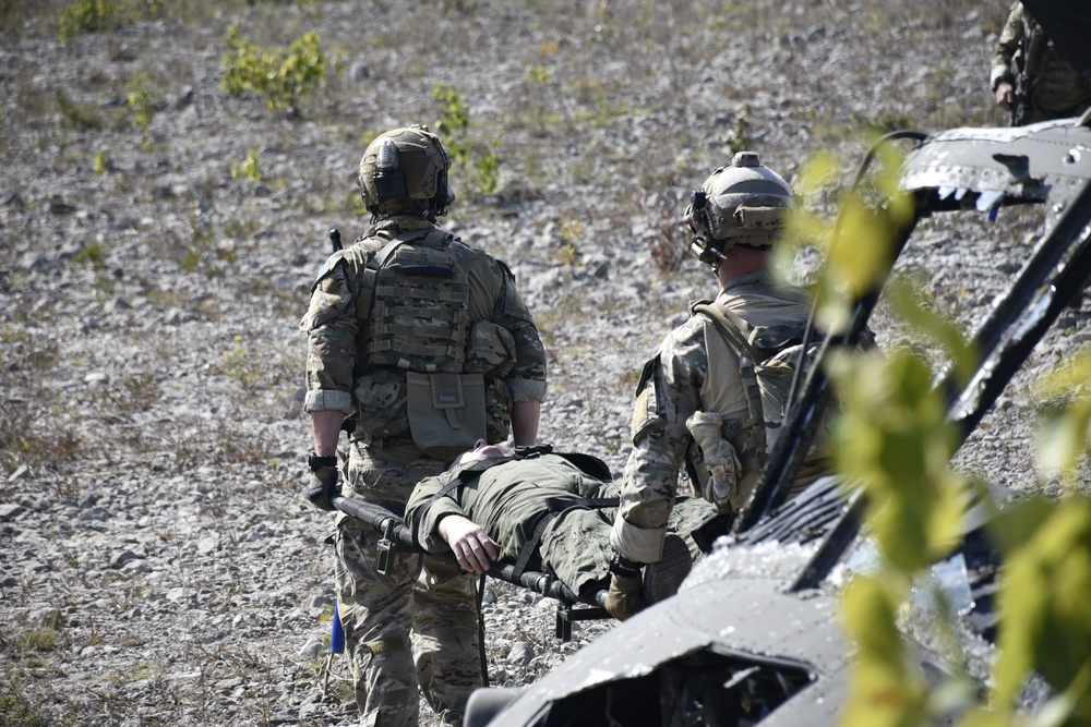 Air Force pararescue specialists train for a mass casualty exercise at Northern Strike 18