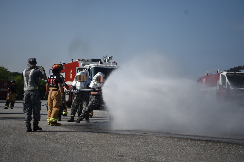 This plane is on fire: 18 CES and Naha AB firefighters conduct joint live-fire training