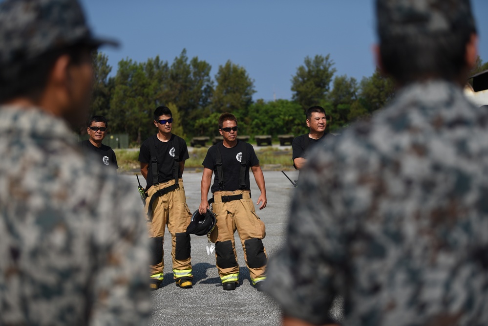 This plane is on fire: 18 CES and Naha AB firefighters conduct joint live-fire training