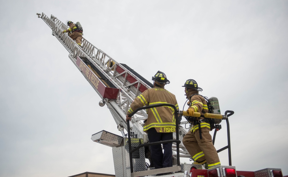 55th Wing leadership participates in fire rescue exercise
