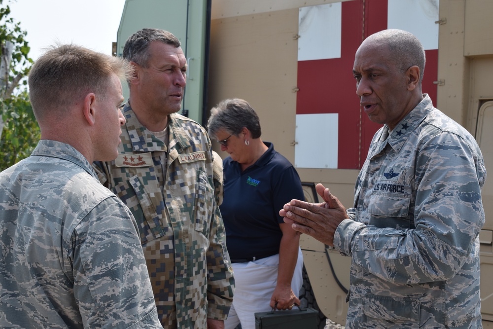 Latvian Chief of Defense visits Rogers City quarry during Northern Strike 18