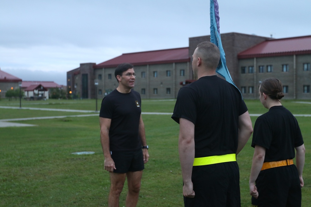 Secretary of the Army conducts PT with Arctic Warriors