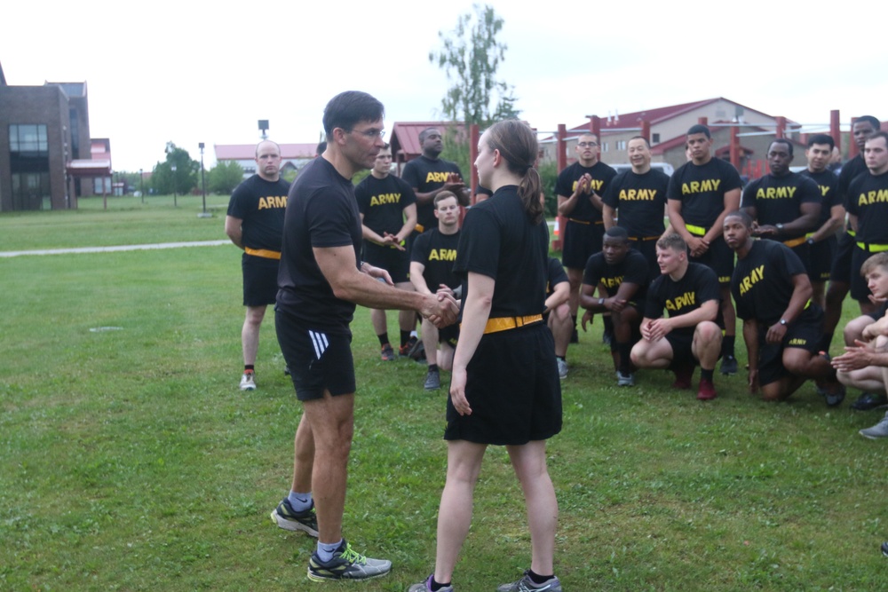 Secretary of the Army conducts PT with Arctic Warriors