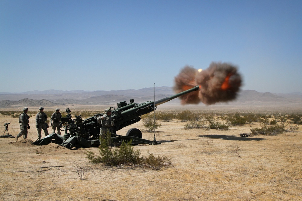 1-108th Field Artillery Regiment trains at NTC