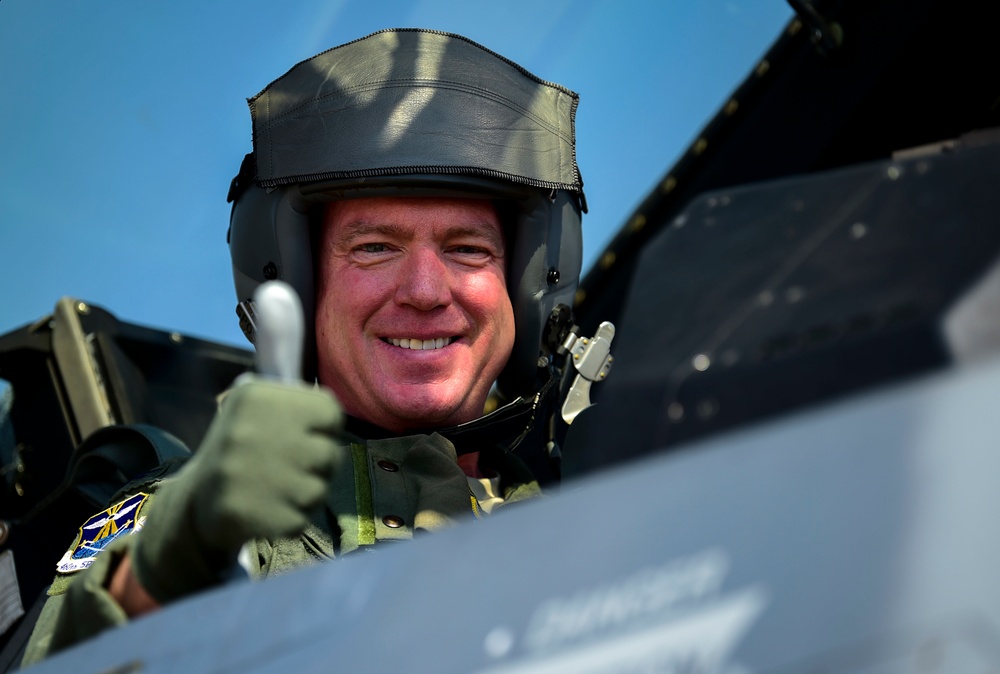 460th Space Wing commander joins 140th for flight