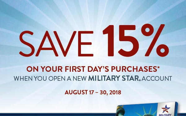 Exchange Shoppers Save 15 Percent on First-Day Purchases with New MILITARY STAR Accounts Aug. 17 to 30