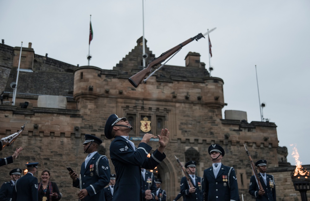 USAF Honor Guard performs in Scotland