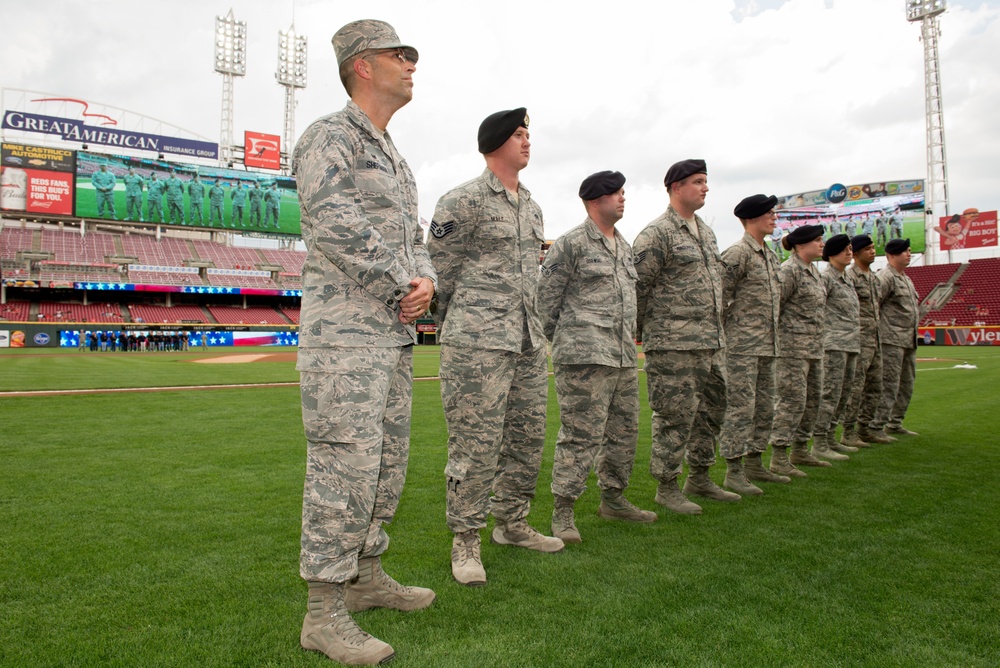 Cincinnati Reds baseball team recognize military service