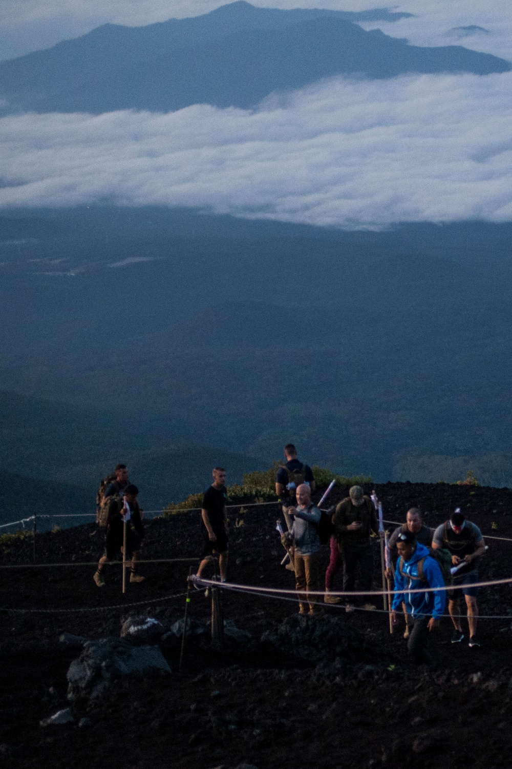 US Marines climb Mount Fuji