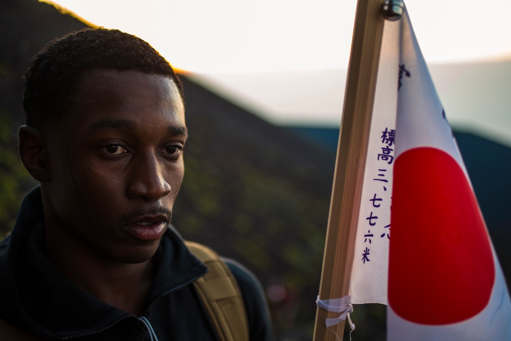 US Marines climb Mount Fuji