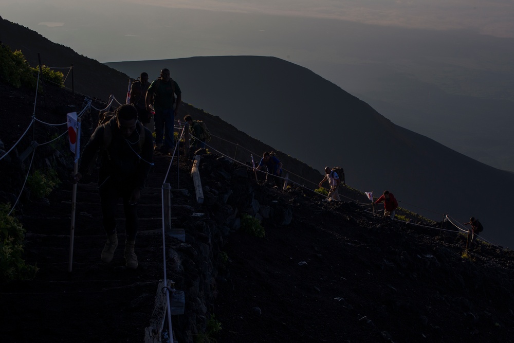 US Marines climb Mount Fuji