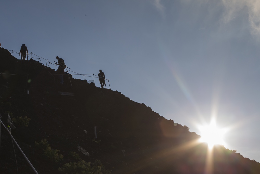 US Marines climb Mount Fuji