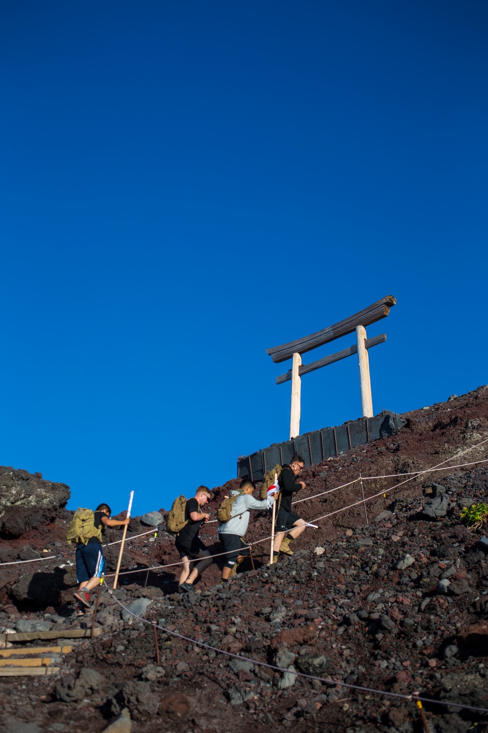 US Marines climb Mount Fuji