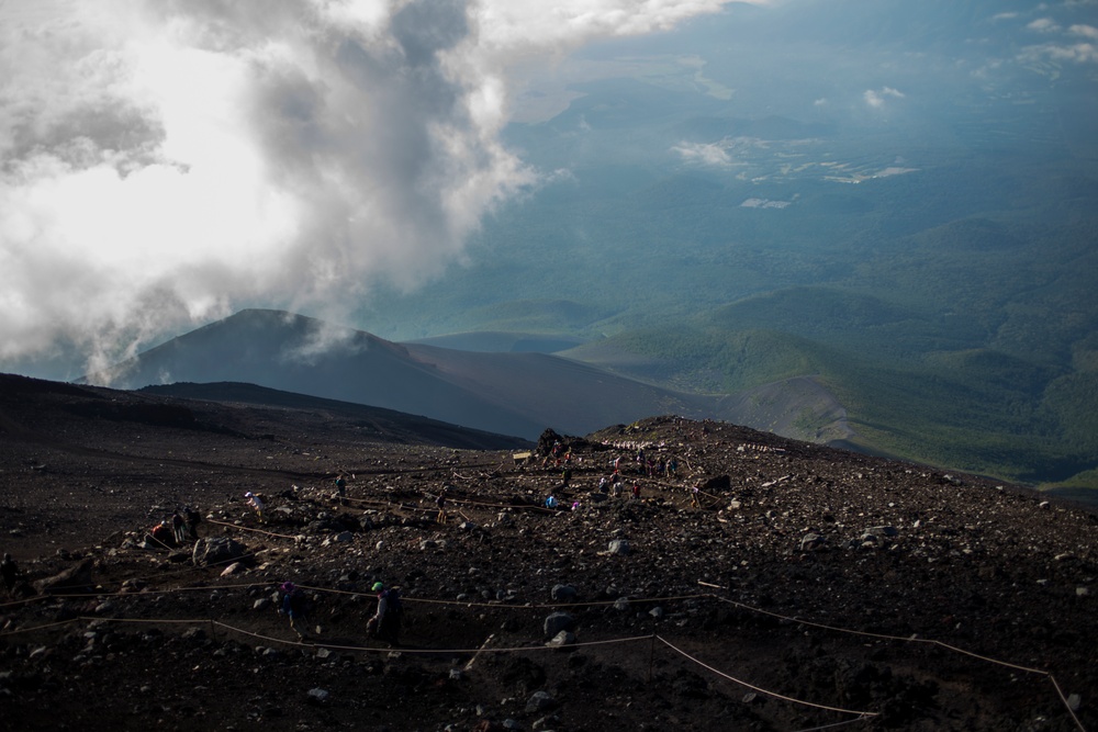 US Marines climb Mount Fuji