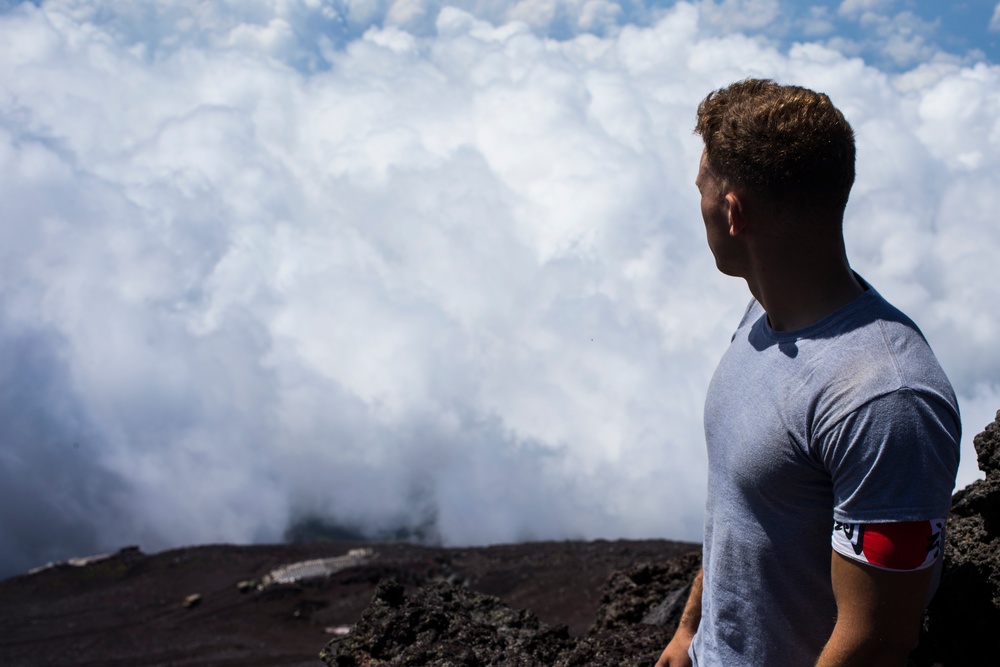 US Marines climb Mount Fuji