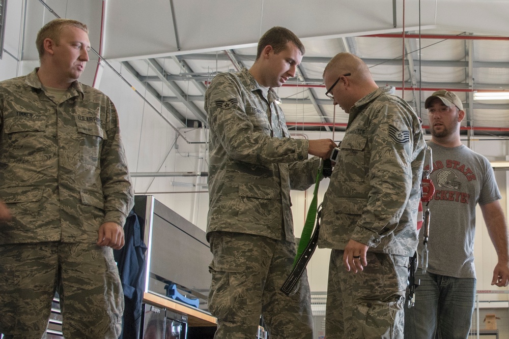 179th Airlift Wing and 200th RED HORSE Squadron, det 1, host Competent Person's Fall Protection training