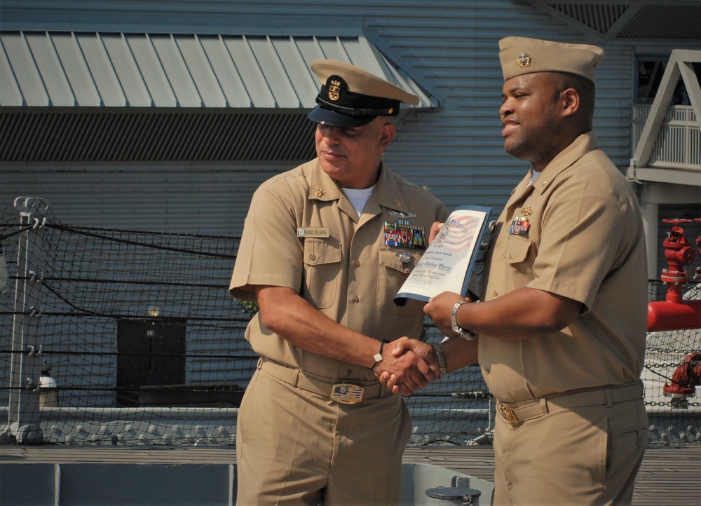 USS Wisconsin (BB-64) hosts a re-enlitment ceremony