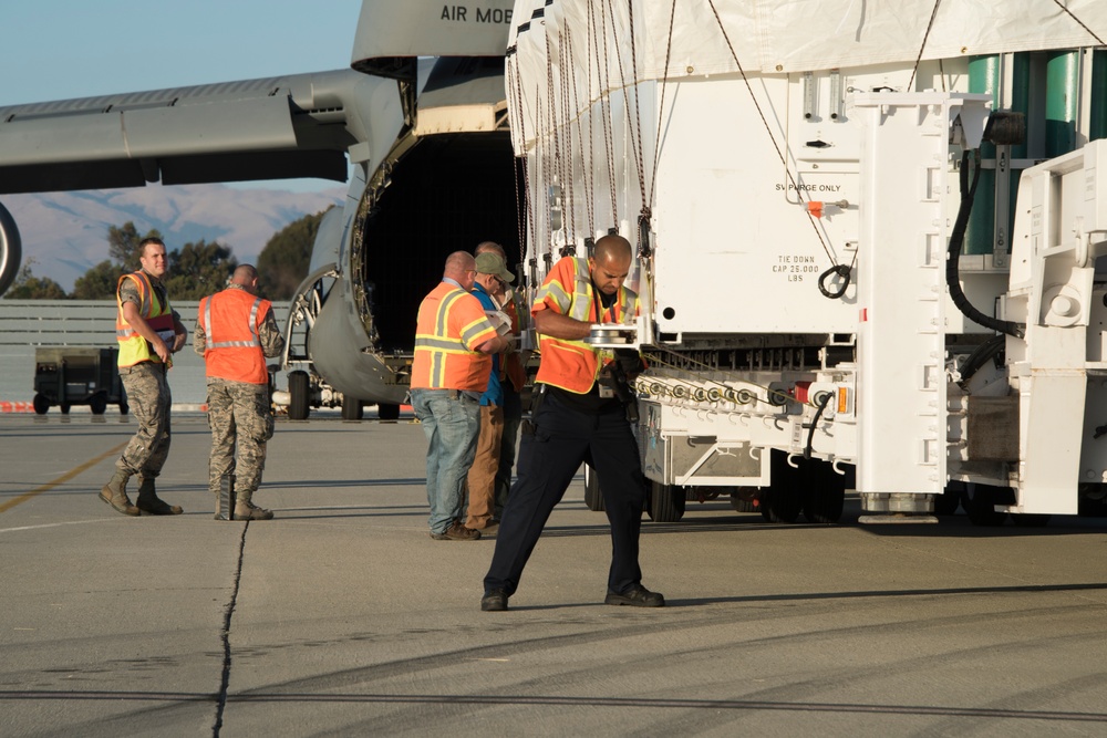 AEHF-4 Loads Onto Travis AFB C-5 M Super Galaxy