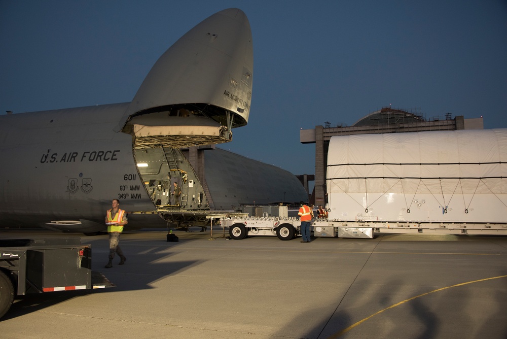 AEHF-4 Loads Onto Travis AFB C-5 M Super Galaxy