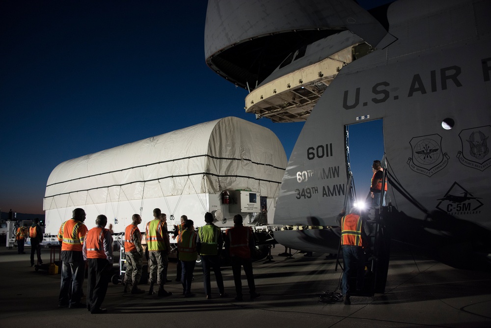 AEHF-4 Loads Onto Travis AFB C-5 M Super Galaxy