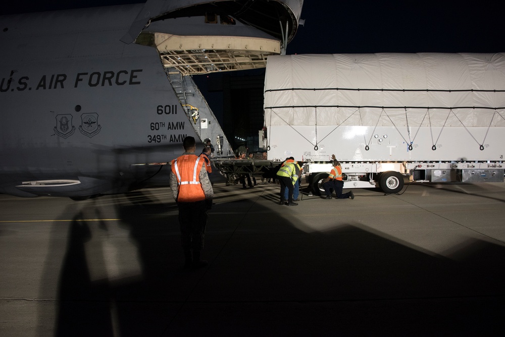 AEHF-4 Loads Onto Travis AFB C-5 M Super Galaxy