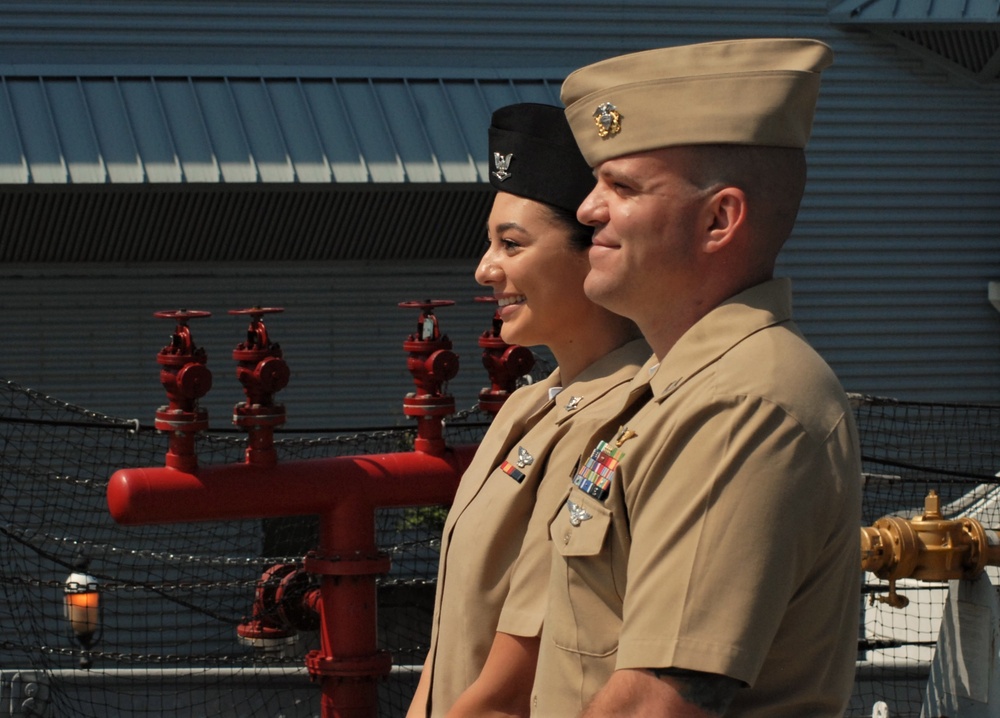 USS Wisconsin (BB-64) hosts a re-enlistment ceremony