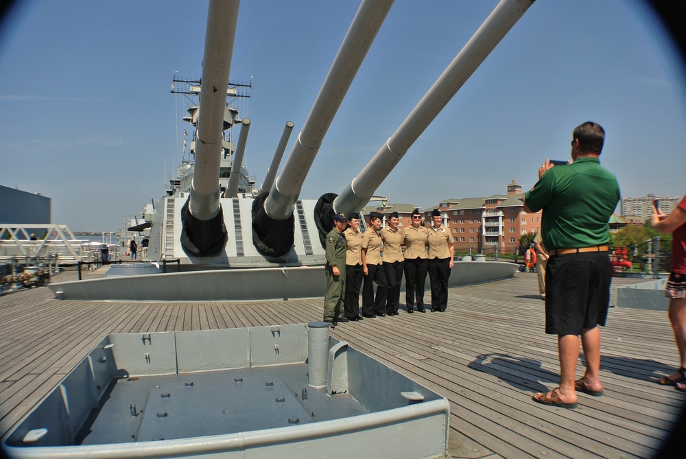 USS Wisconsin (BB-64) hosts a re-enlistment ceremony