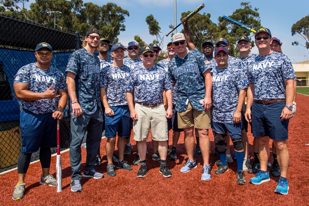 Sailors Play San Diego Padres Alumni In Softball Game