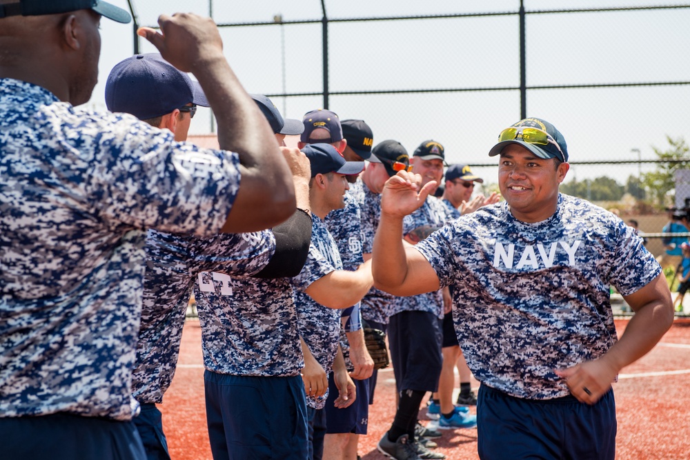 Sailors Play San Diego Padres Alumni In Softball Game