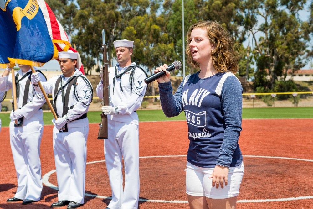 Sailors Play San Diego Padres Alumni In Softball Game