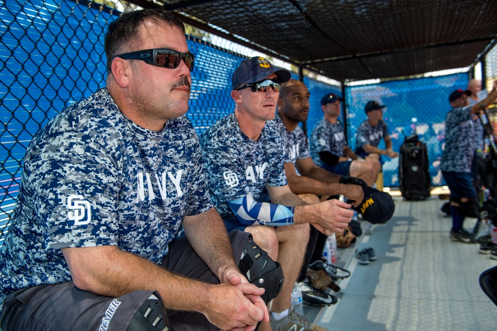 Sailors Play San Diego Padres Alumni In Softball Game