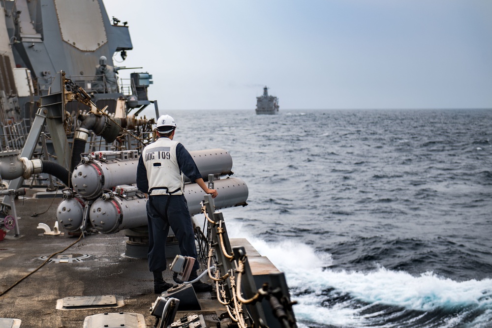 USS Jason Dunham UNREP with USNS Laramie