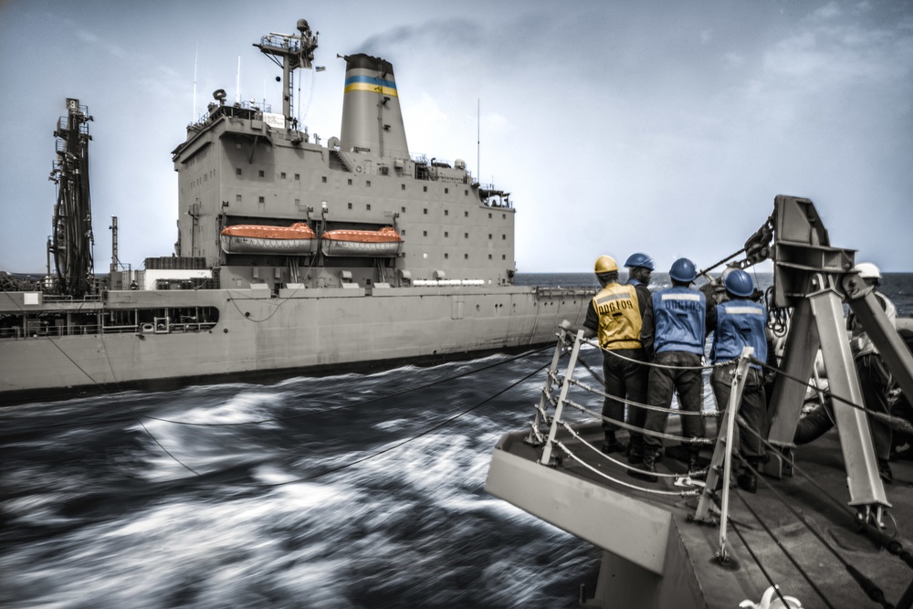 USS Jason Dunham UNREP with USNS Laramie