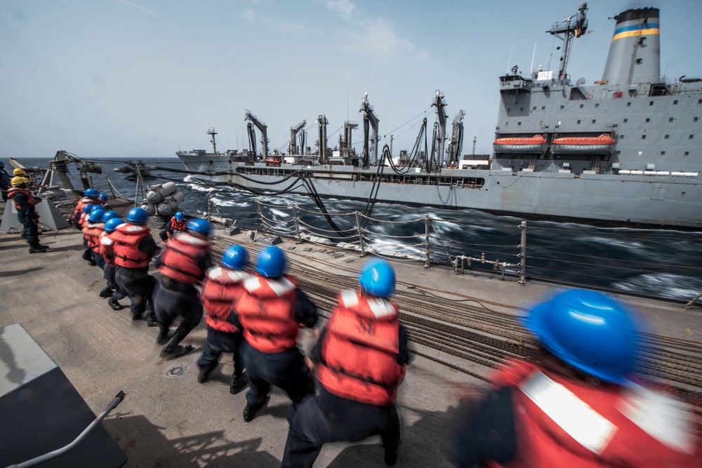 USS Jason Dunham UNREP with USNS Laramie