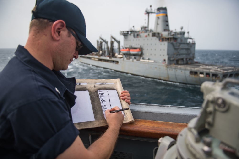 USS Jason Dunham UNREP with USNS Laramie