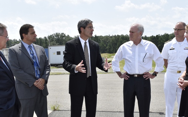 Secretary of the Navy sees latest in aircraft launch and recovery at NAWCAD Lakehurst